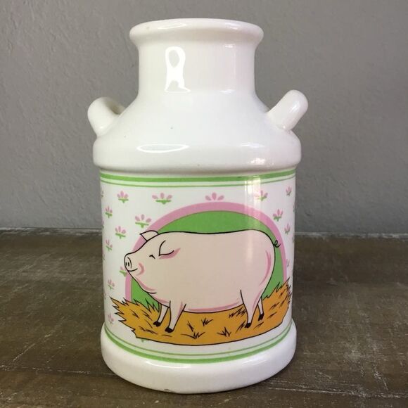 Vintage 90s Cottagecore Farmhouse Country Farmcore Pig Novelty Utensil Holder - Picture 1 of 8
